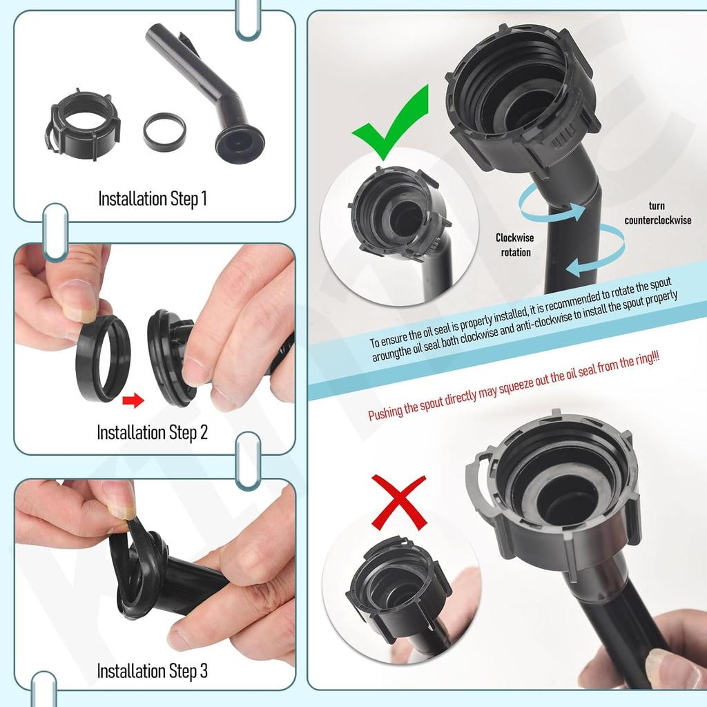 3 Pcs Fuel Gas Can Jug Spouts Nozzles & Rings & Caps For Blitz 900302 900092 900094 Old Style Easy To Tall And Use For Fuel, Diesel, Kerosene, Gas,