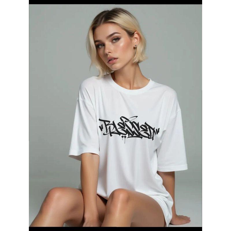 New Fashion T-shirt Fashion New Fashion Casual Loose All-Matching Printed Letter Cotton T-shirt Top