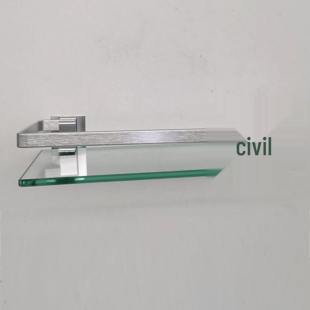 Space Aluminum Glass Shelf - Multi-size, Single or Double Layer Rectangular Bathroom Storage Shelf.