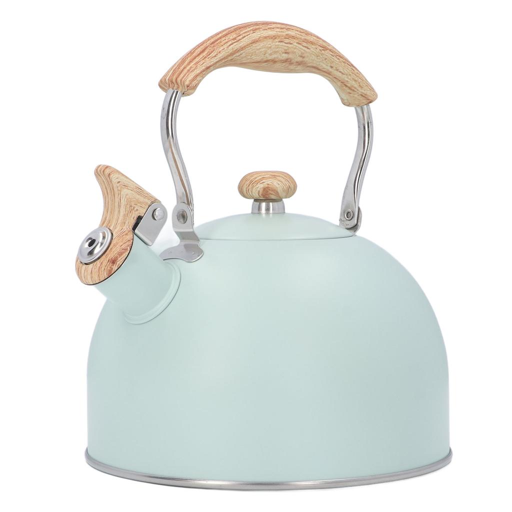 2.5 Liter Whistling Tea Kettle Stainless Steel Green Large Capacity Whistling Tea Pot with Cool Grip for Stovetop