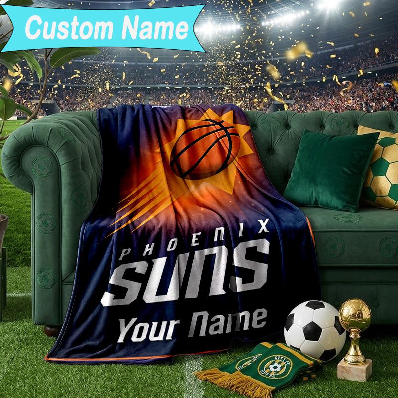Custom Name Blanket Suns Basketball Artwork Blanket Bedding Blanket for Travel, Camping, Living Rooms, Offices, Sofas, Fan Christmas gift