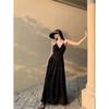 Sweet and spicy backless floral suspender dress fairy summer high-end sexy temperament waist seaside vacation dress