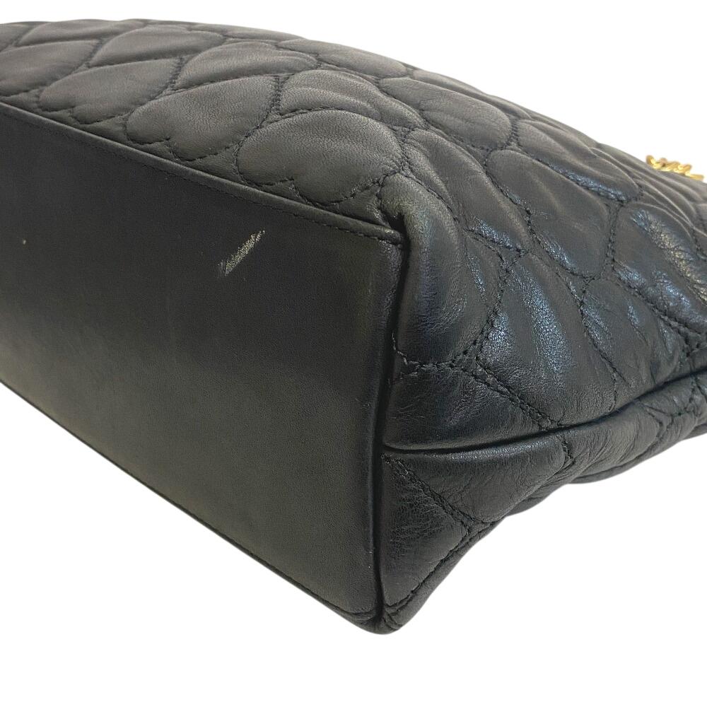 Moschino Bolsa de Ombro de Couro com Coração de Corrente preta Feminina Usada