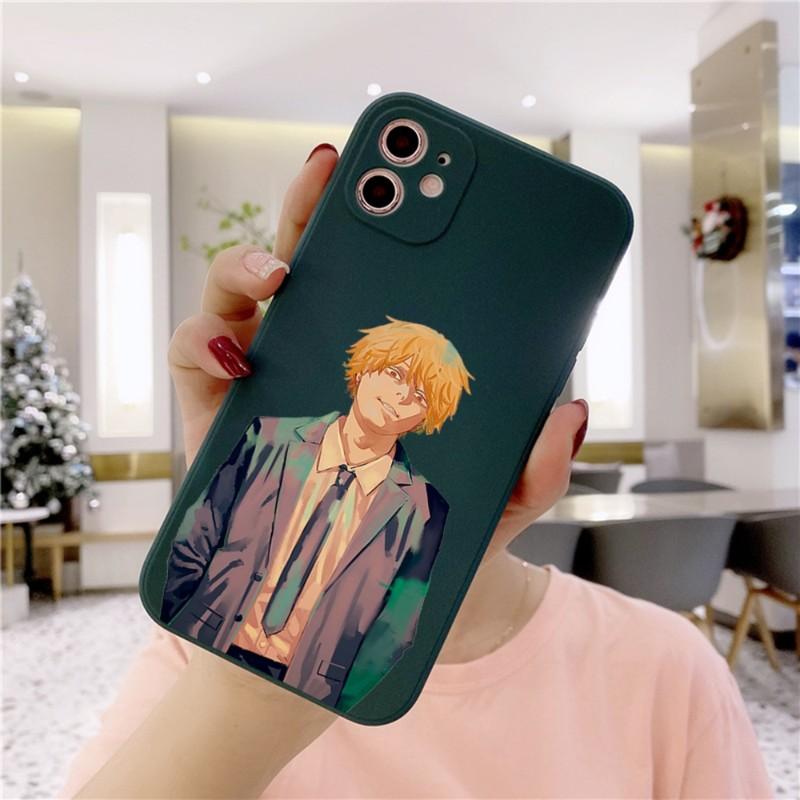 Japan Chainsaw Man Phone Case For IPhone 14 11 12 13 Pro Max X XR XSMax 6 6S 7 8 Plus SE 2022 Soft Square Color Phone Cover