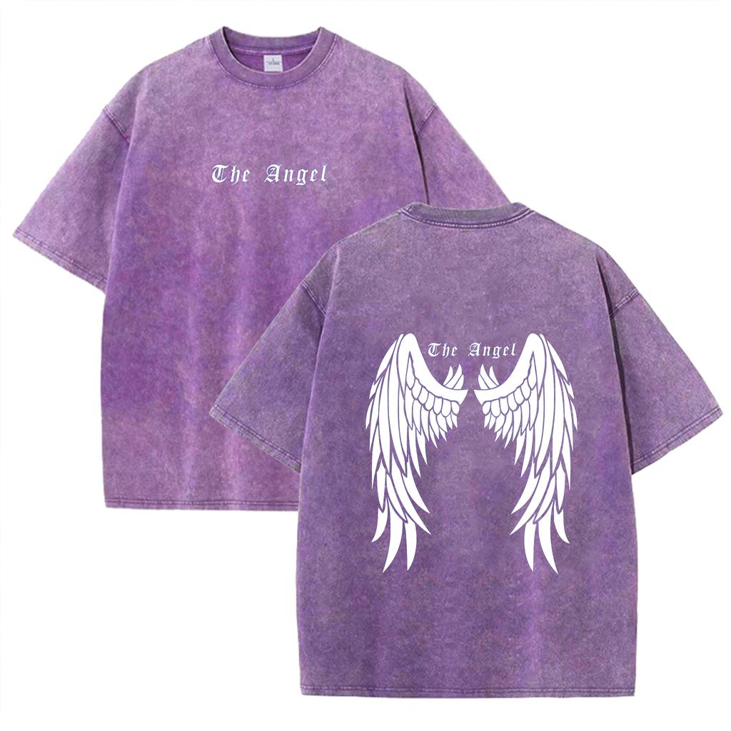 Dark Angel Wing Graphic Printed T-Shirt for Women Cotton Short Sleeve Oversized Loose Tops Streetwear Fashion Tees