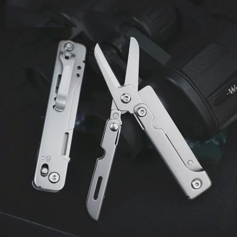 Tragbares multifunktionales Klappmesser und Schere zur Selbstverteidigung und zum Camping