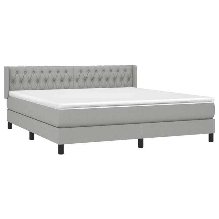 3129969 vidaXL Lit à sommier tapissier avec matelas Gris clair 180x200cm Tissu