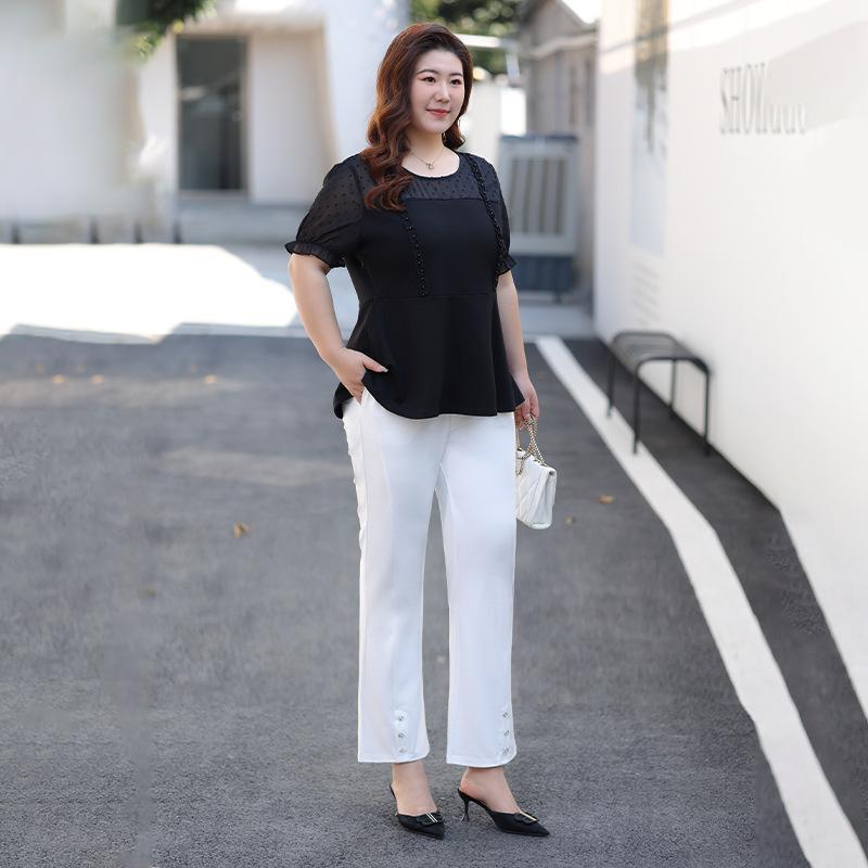 Casual Spring Slimming Pants with Beaded Drape and A Slightly Flared Look