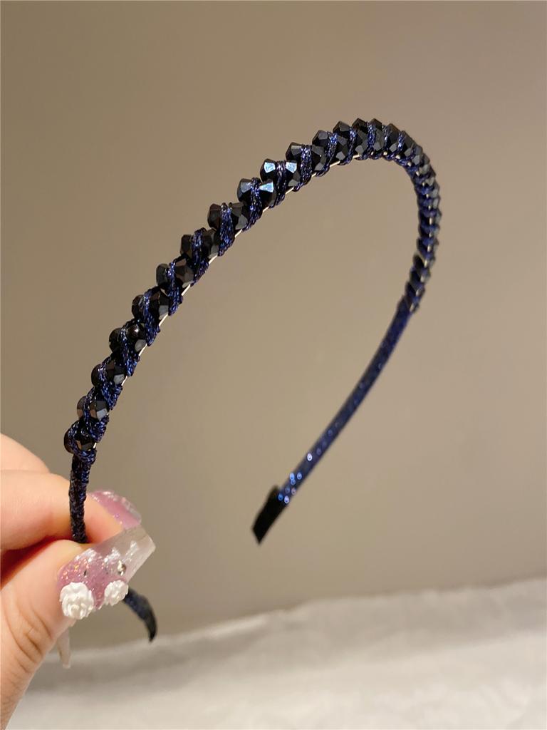 Korean Crystal Bezel Headwear Women Headband Girls Vintage Hair Bands Wide Hairband Hoop for Wedding Party Hair Accessories