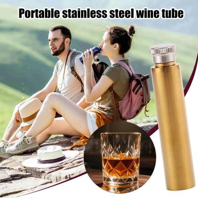 Fiaschetta in Acciaio Inossidabile Portatile Tubo Lucidato Bottiglia per Alcolici per Esterno A Prova di Perdite Tascabile Accessorio Vino per Whiskey Vodka Distillati