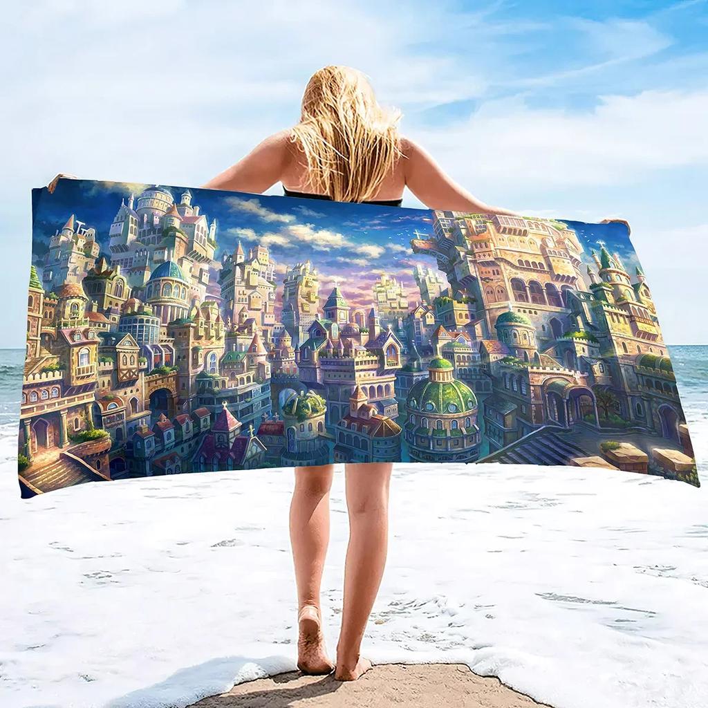 Custom Beach Towel, Fantasy Castle Beach Towels,Customized Microfiber Beach Towels Sand Free Quick Dry Pool Towels for Adult,Kid