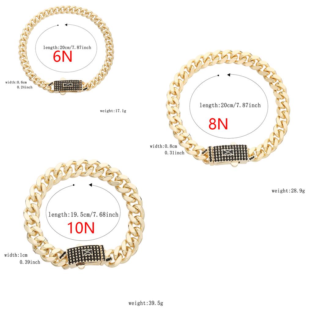 Cadena nueva 14K Monaco para hombres y mujeres, latón, circonita cúbica, pulsera Monaco de moda para hombres y mujeres