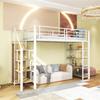 Litera Juvenil con Escalera de Seguridad Varios Estantes Armario Empotrado Carga Fuerte para Adultos Marco Metálico Loft Muebles para el Hogar Doble Capa