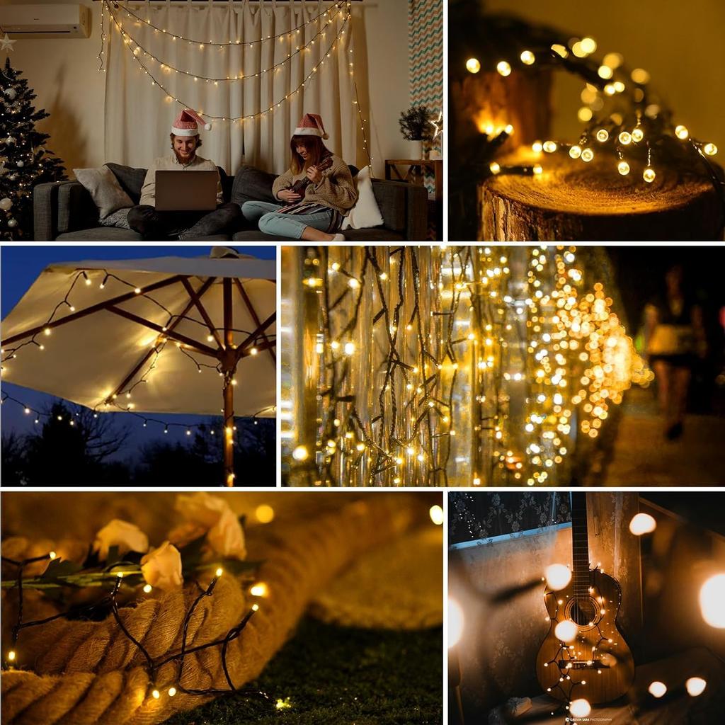 2 Pack 200 LED Solar String Lights Outdoor Waterproof 8 Modes for Tree Patio Garden Christmas Decoration