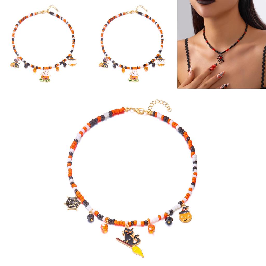 Colar com Pingente de Teia de Aranha Gótico de Halloween com Strass para Homens e Mulheres