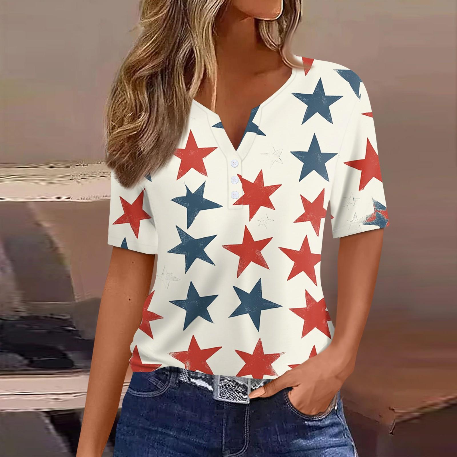 

Women s T Shirt Tee Print Button Short Sleeve Daily Weekend Fashion Basic V- Neck Regular Top S бежевый