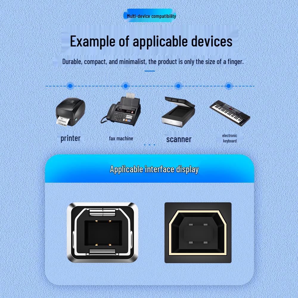 Type-C Female to Square Port Adapter for Printer and Electric Piano Connection