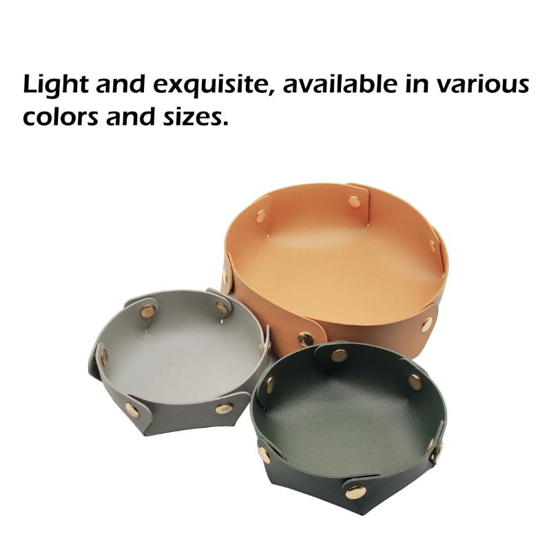 1PC Leather Storage Box Portable Organizer Jewelry Cosmetic Key Stuff Storage Basket Folding Desktop Organizer Case