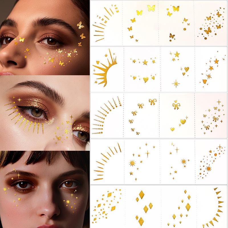 Waterproof Metallic Eye Tattoo Stickers - Realistic & Long-lasting for Party Makeup