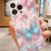 Powder Blue Butterfly Anti-Drop Transparent Case for iPhone 14/15/16/17 Pro Max