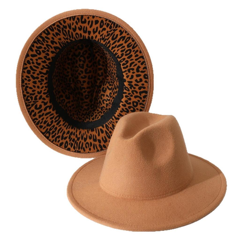 Hot-selling new fashion soft felt hats for men and women, reversible leopard print jazz hats, spring and autumn ethnic hats, fedora hats