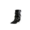 2025 Autumn European and American Style Rivet Belt Buckle Wide Tube Pointed High Heel Boots