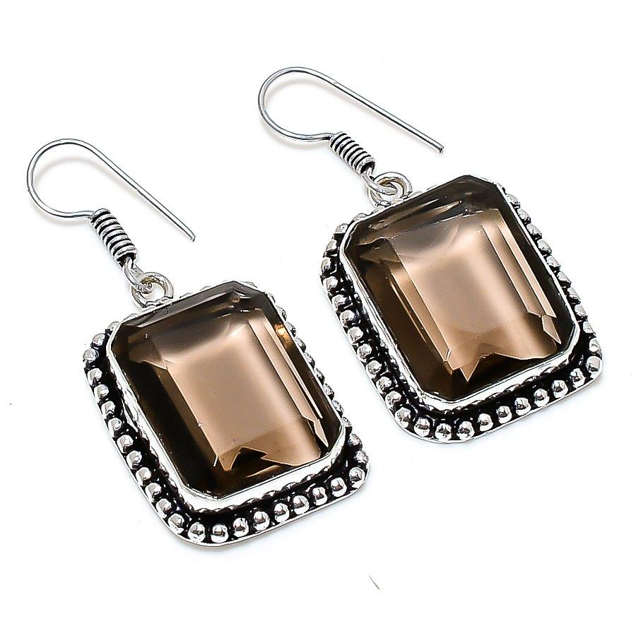 

Smoky Topaz Gemstone Handmade Ethnic Jewelry Earring 1.69 SR-8482