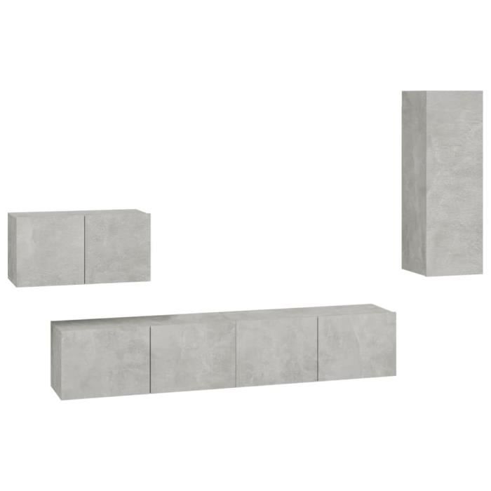 VidaXL Ensemble de meubles TV 4 pcs Gris béton Bois d'ingénierie 3114337