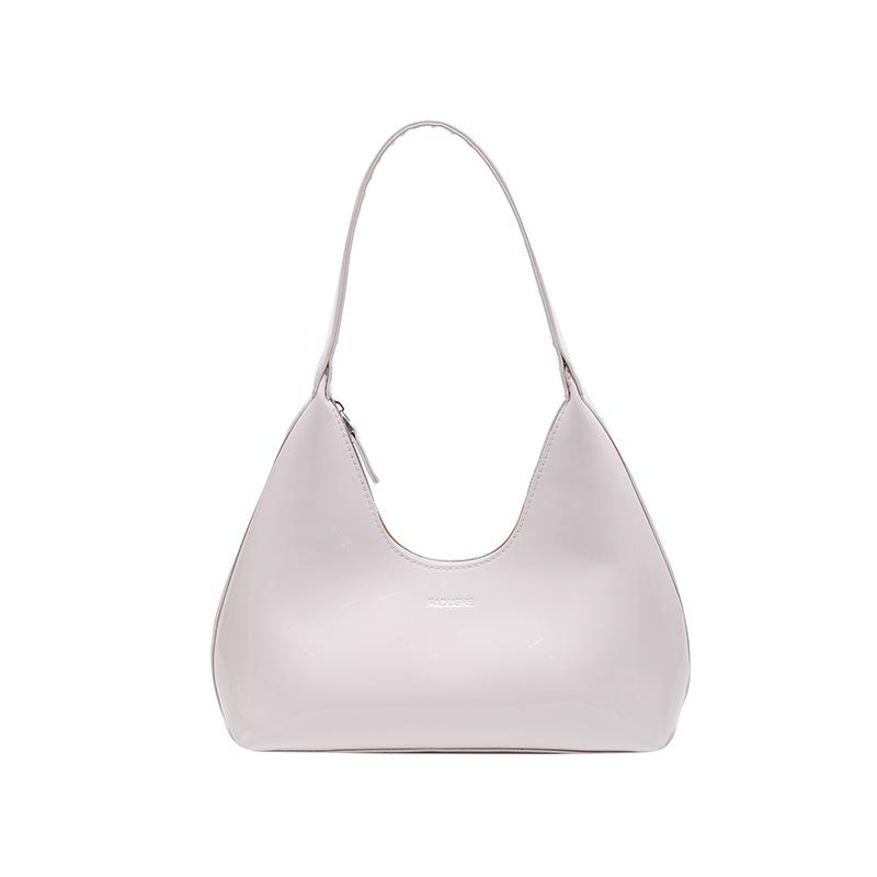 New women's bag, French niche patent leather bag.