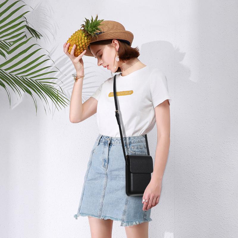 Retro High-End Lychee Pattern Vertical Mobile Phone Bag Women'S Fashion Versatile And Lightweight Single Shoulder Crossbody Small Square Bag