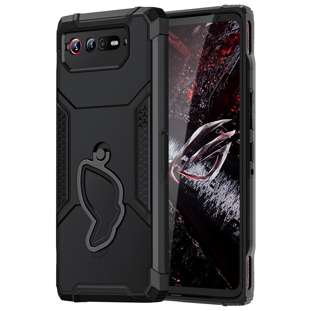 Šarvuotas smūgiams atsparus dėklas ASUS ROG Phone 7/6, apsauginis dėklas nuo kritimo su paslėptu stoveliu, žaidimams draugiškas telefono dėklas