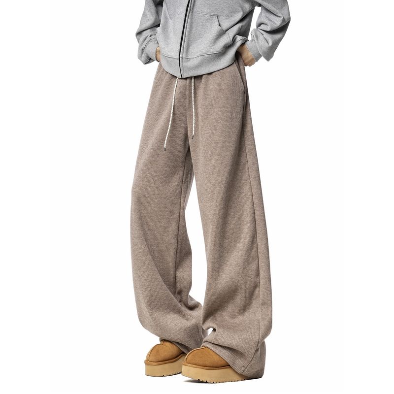 51 Hip-Hop Oversized Trendy Brand Solid Color Loose Fleece-Lined Casual Long Pants Men's American Style Lazy Versatile Straight-Leg Pants