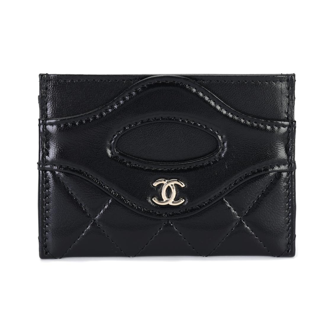 

CHANEL 24S Gold Buckle Diamond Pattern Checkered Shiny Calfskin Card Holder and Card Bag Unisex Couple Style Black One Size-Basic Set (Bag+Dust Bag) чорний