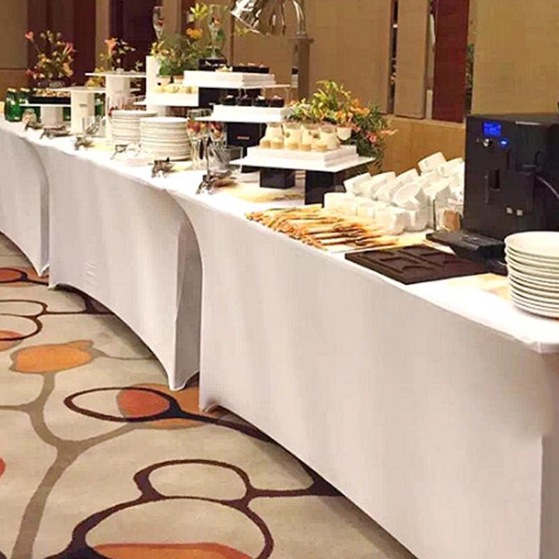 Mote Luksus Cocktail Hotel High Stretch Bryllupshotell Bursdag Bordtrekk Elastisk bord Langt duksett Dukdekorasjon