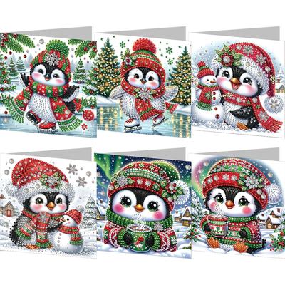 6Pcs Christmas Special Shape Christmas Book Rhinestone Painting Card Kit Diamond Painting Greeting Card for Holiday Party Favors