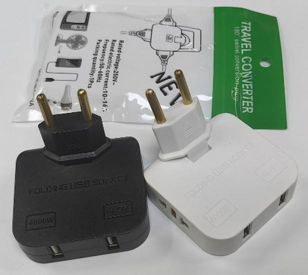 Ultra-Thin Type-C European Power Converter with USB - 3-in-1 Plug