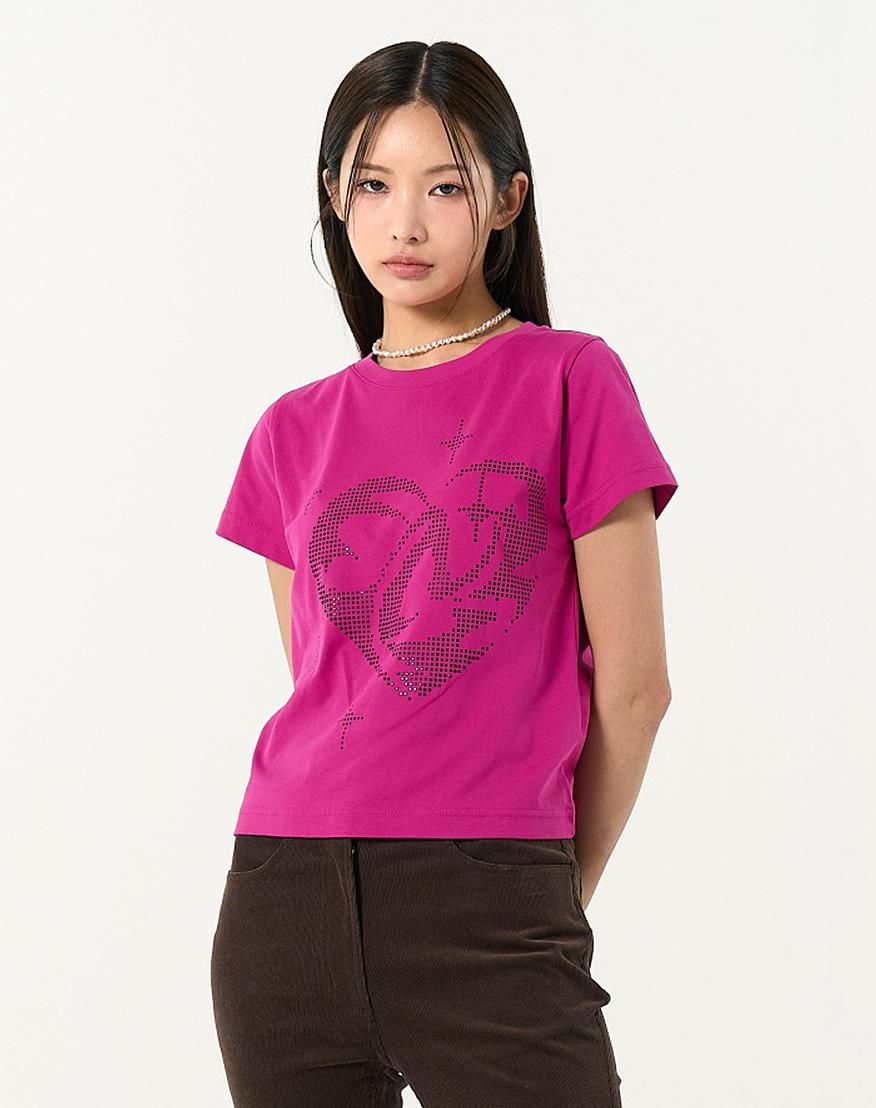 Ndy Women S Sparkling Heart Short Sleeve T-Shirt Plum Plum/S