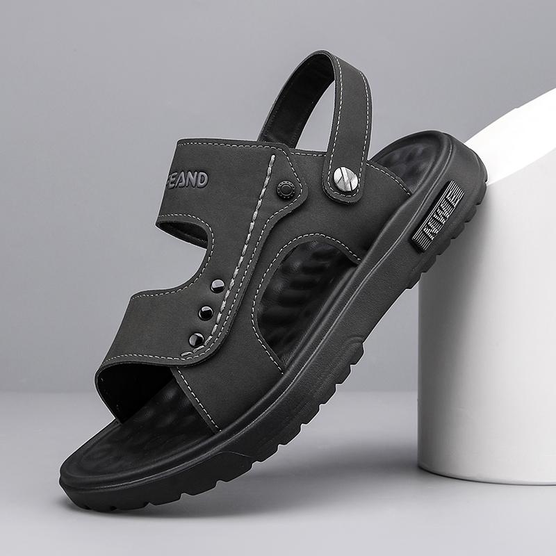 Léto Muži Kožené sandály Volný čas Letní boty Mužské Plážové boty Pohodlné Pánské Boty Outdoor Muži Římské sandály Žabky Pantofle Skluzavky