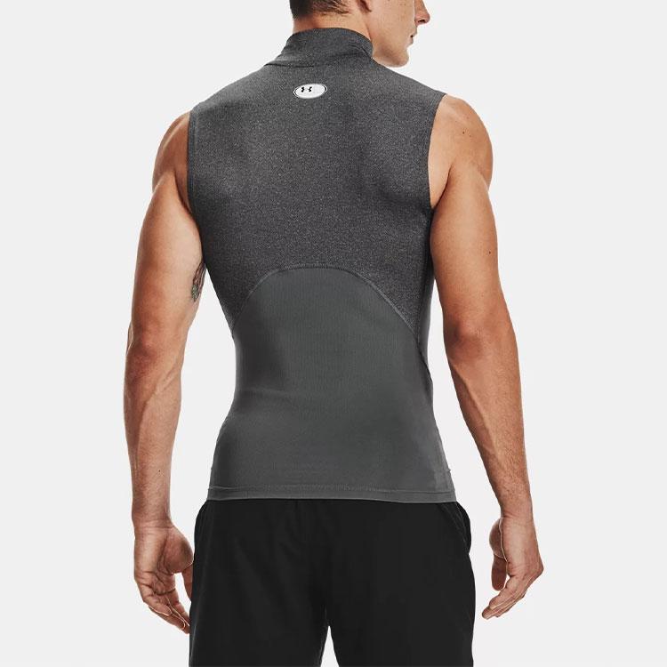 Under Armour T-shirt de sport à compression sans manches à col montant pour homme tops Gris 1361521-090
