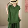 DIMANAF 2026 Plus Size Summer Pants Suits Women Sets Suits Linen Loose Tops Shirts Long Pants Cotton Loose Casual Clothing