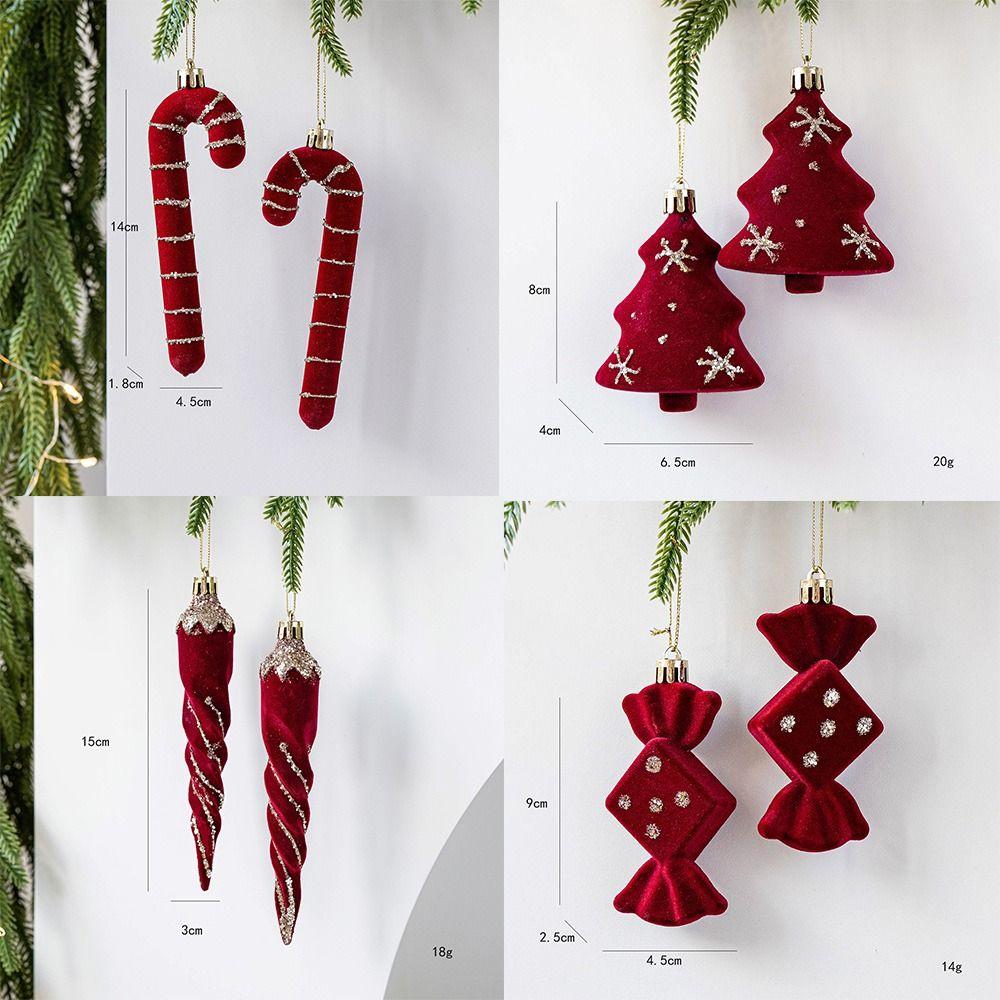 Red Christmas Tree Decoration Flocking Christmas Bell Pendant  Favors Decor