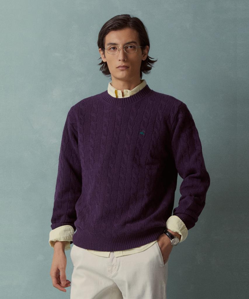 BROOKS BROTHERS Wool Cable Sweater (Violet) (Bbwrmbf401)
