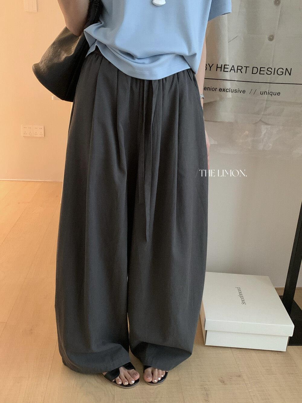 

Lemon Green Tea Elastic Waist Wide-Leg Women’s High-Waisted Spring 2026 Casual Pants Small темно-синього кольору