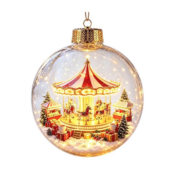 Unique Christmas Gift Ideas Glowing Ball Ornaments, 3D LED Lighted Acrylic Hanging Light-up Holiday Keepsakes Balls for Tree Mantel Window, Home Decor