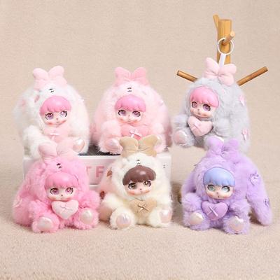 17cm Brinquedos de Pelúcia de Coelho Populares Boneca Fofa com Rosto de Vinil Coelho de Orelha Grande Pingente de Pelúcia Coelho Pingente de Mochila de Orelha de Coelho para Presentes de Menina