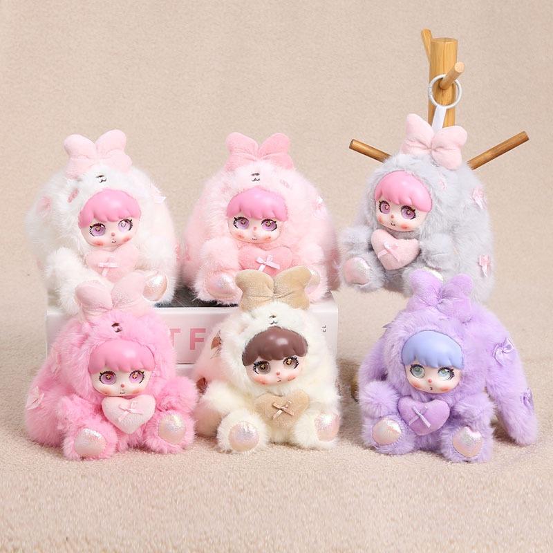 17cm Popular Rabbit Plush Toys Cute Doll with Vinyl Face big Ear Rabbit Plush Pendant Rabbit Ear Backpack Pendant for Girl Gifts