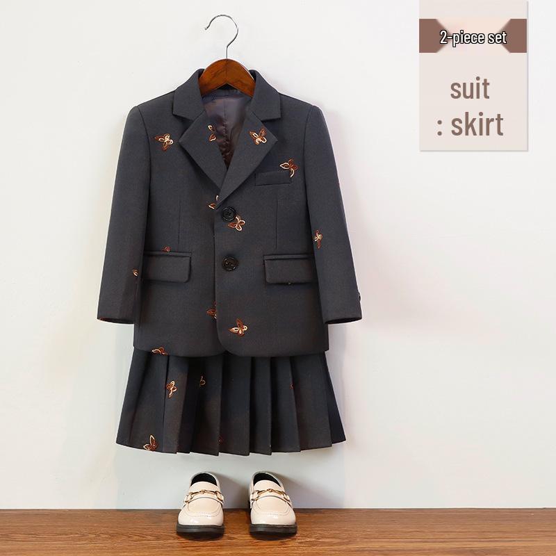 Children's Autumn/Winter Academy Style Suit Set for Boys and Girls - Formal Wear Skirt and Suit for Performances