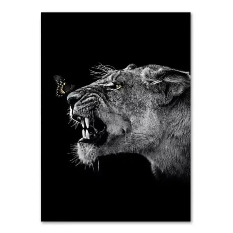 Animal Family Poster Lion Family Print Black and White Canvas Wall Art Modern Painting Picture Decor for Bedroom Wall Art Gift