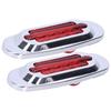 Pair 16LEDs Taillight Electroplated Trim Side Marker Auto External Lamps for 12V 24V Car Truck PickupRed Lens