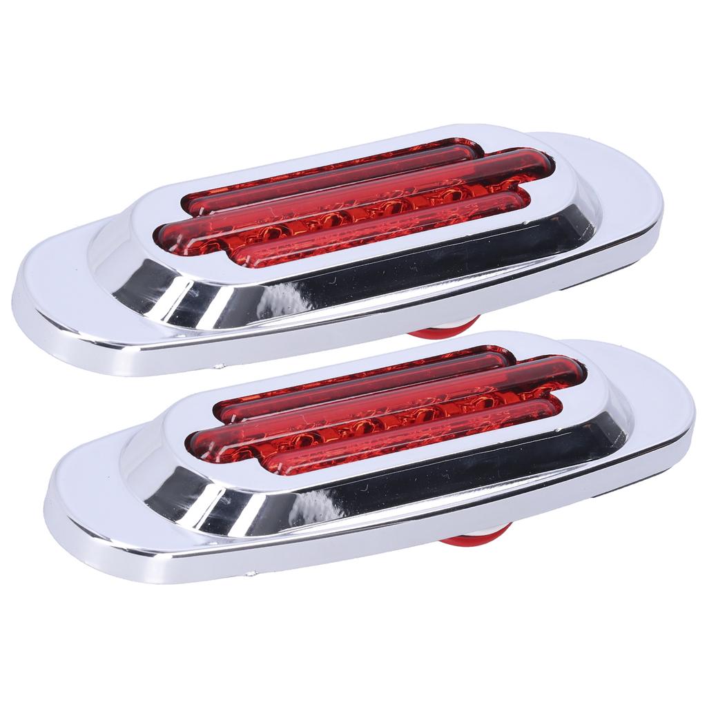 Pair 16LEDs Taillight Electroplated Trim Side Marker Auto External Lamps for 12V 24V Car Truck PickupRed Lens